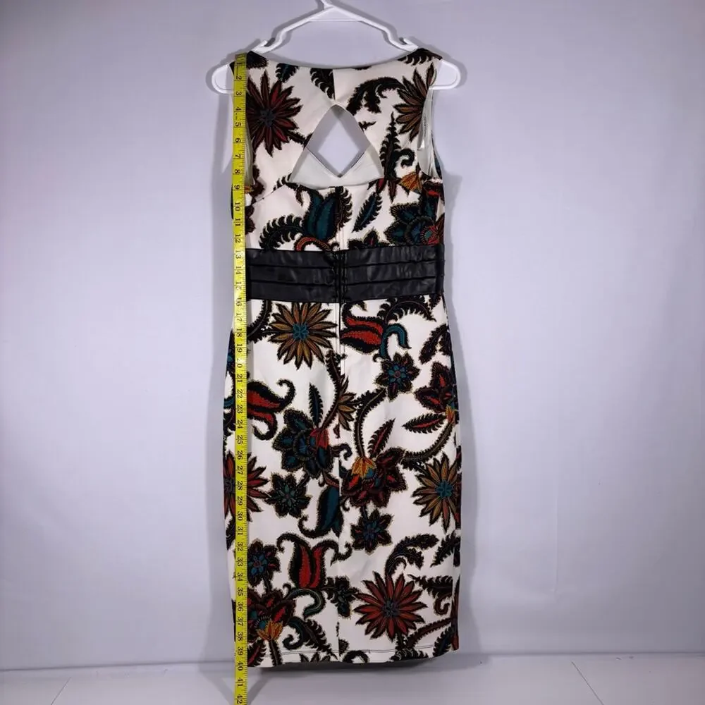 Bisou Bisou Michelle Bohbot Floral Print Cutout Back Cinched Waist Dress 1296